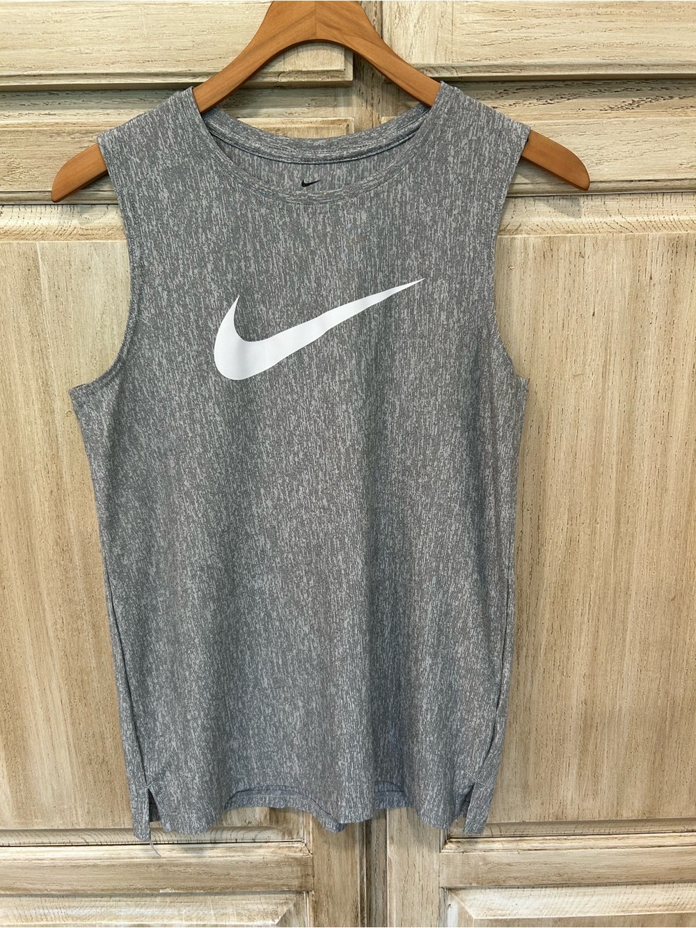 Nike Gray Marble-Print Sleeveless Tank with White Swoosh